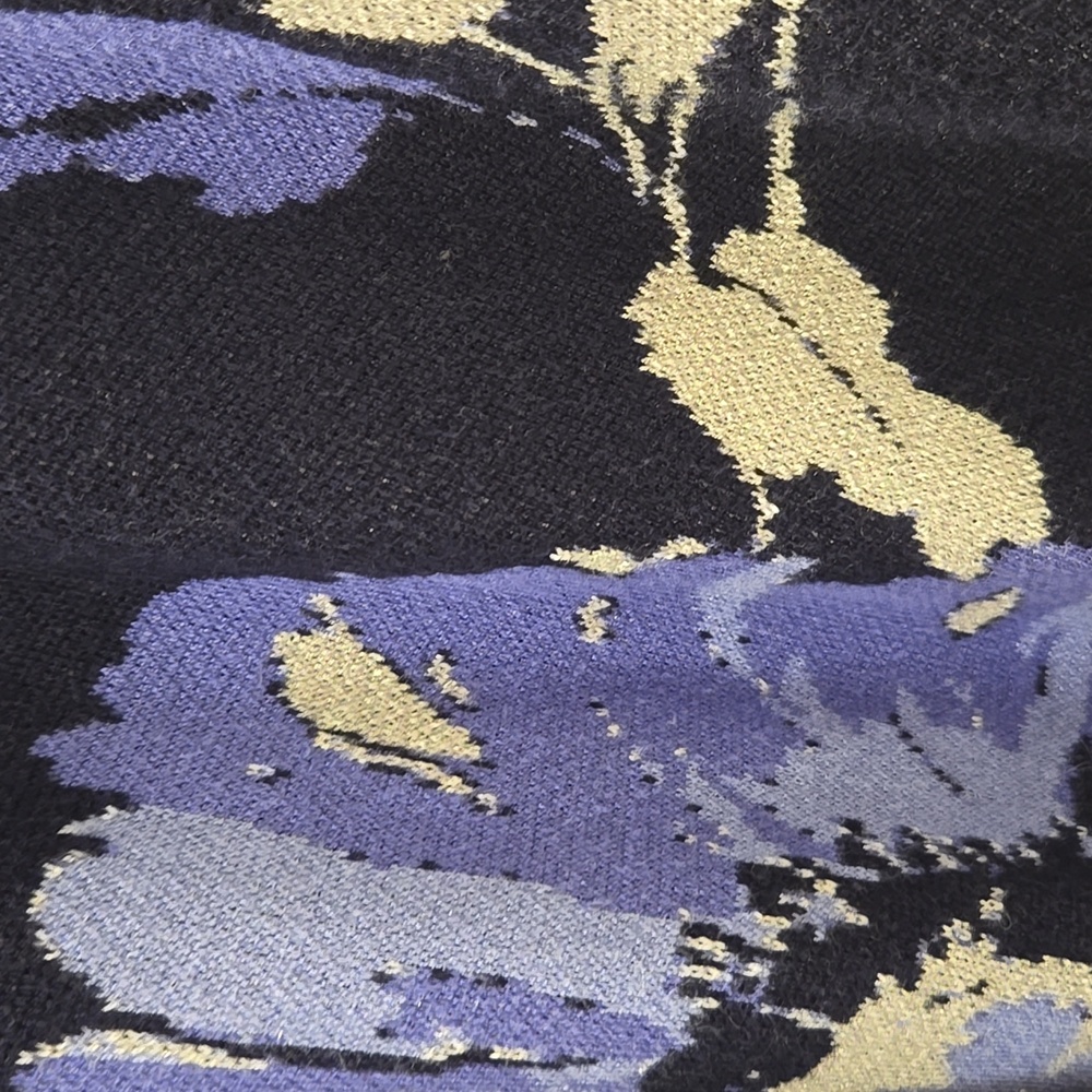 Chico's Floral Patterned Shawl in Blue and Black - Picture 2 of 4